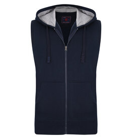 Kam Jeans Mouwloze zip thru  hoodie - navy