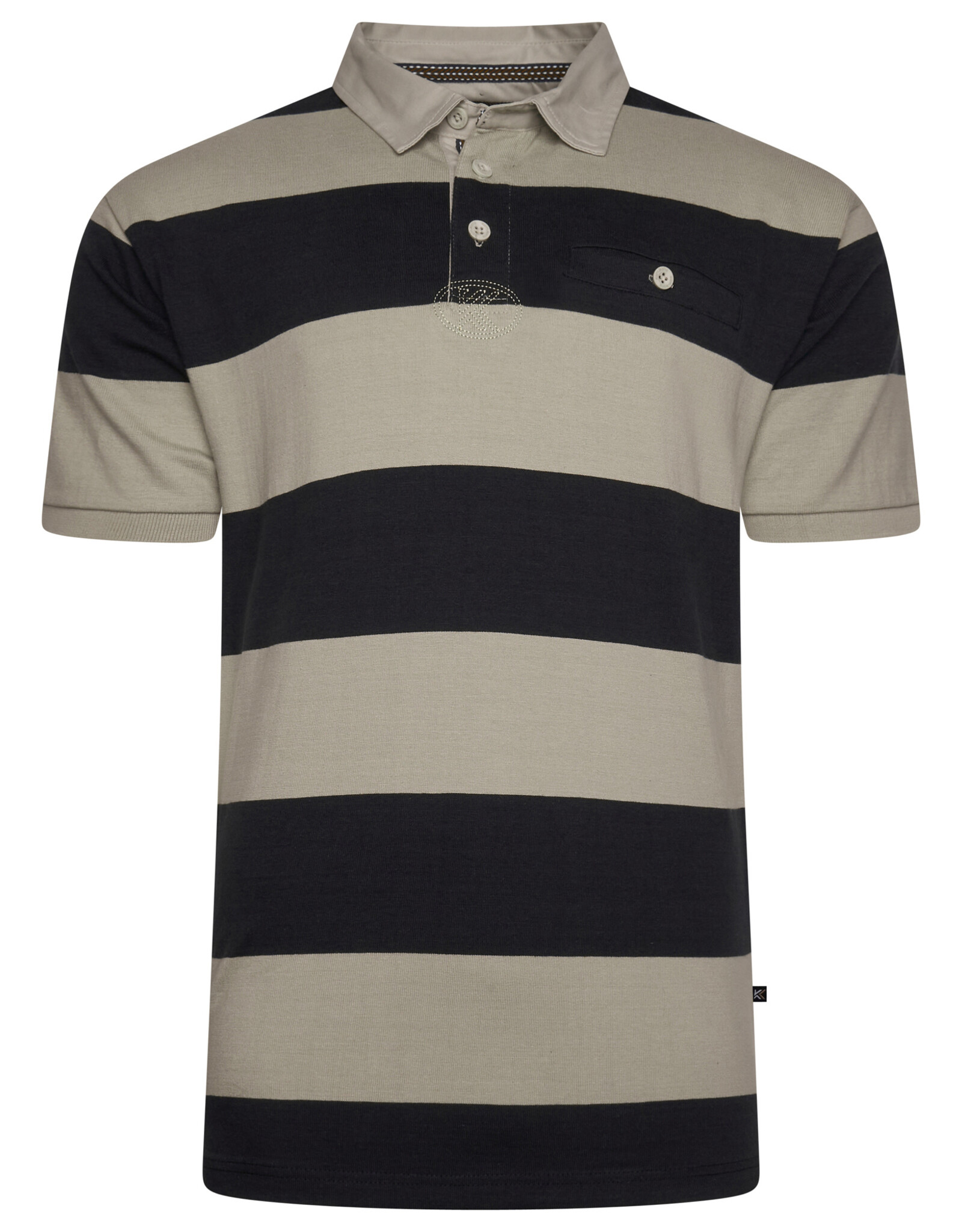 Kam Jeans Gestreepte rugby polo zwart/stone