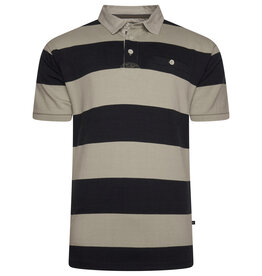 Kam Jeans Gestreepte rugby polo zwart/stone