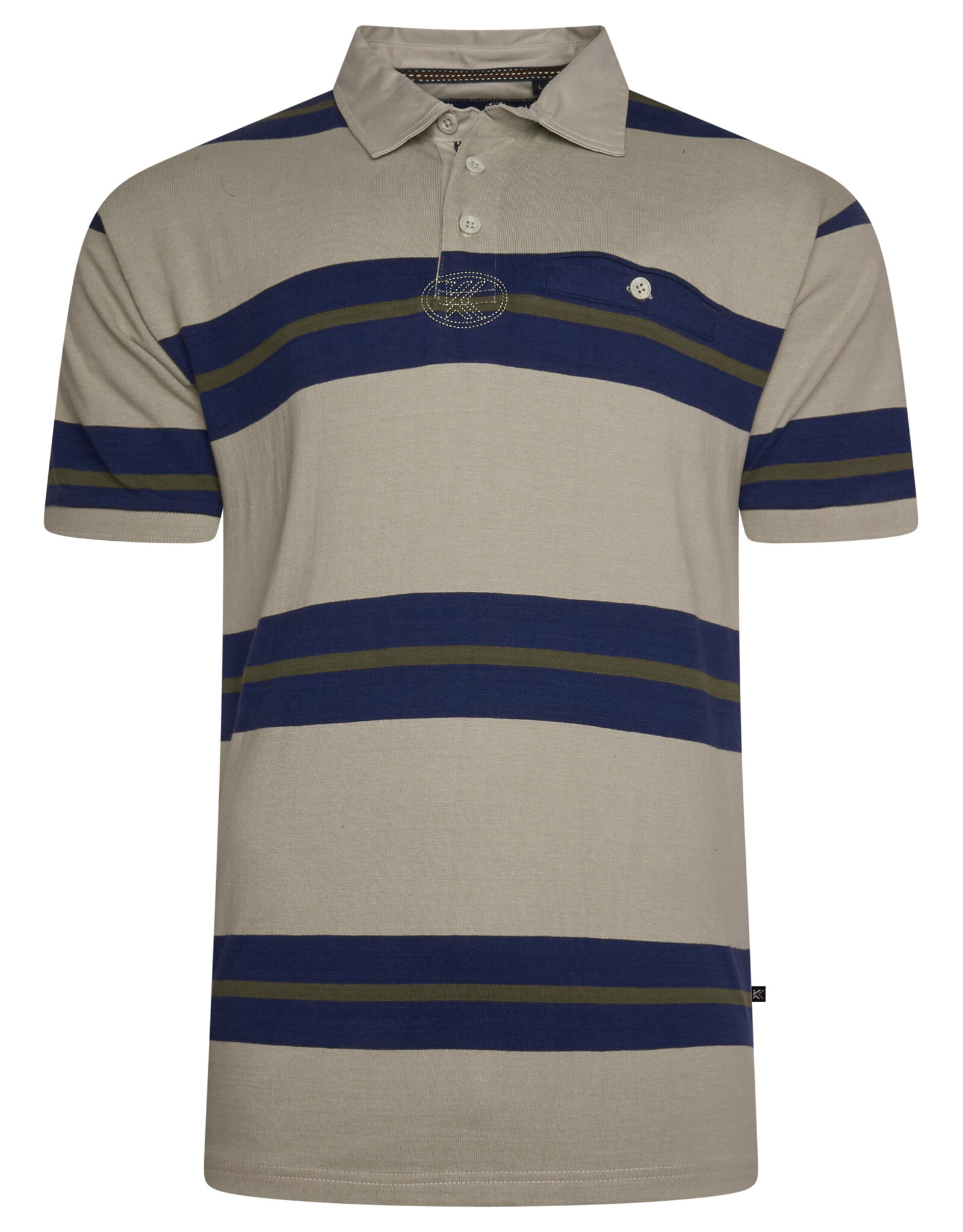 Kam Jeans MULTI STREEP rugby polo stone