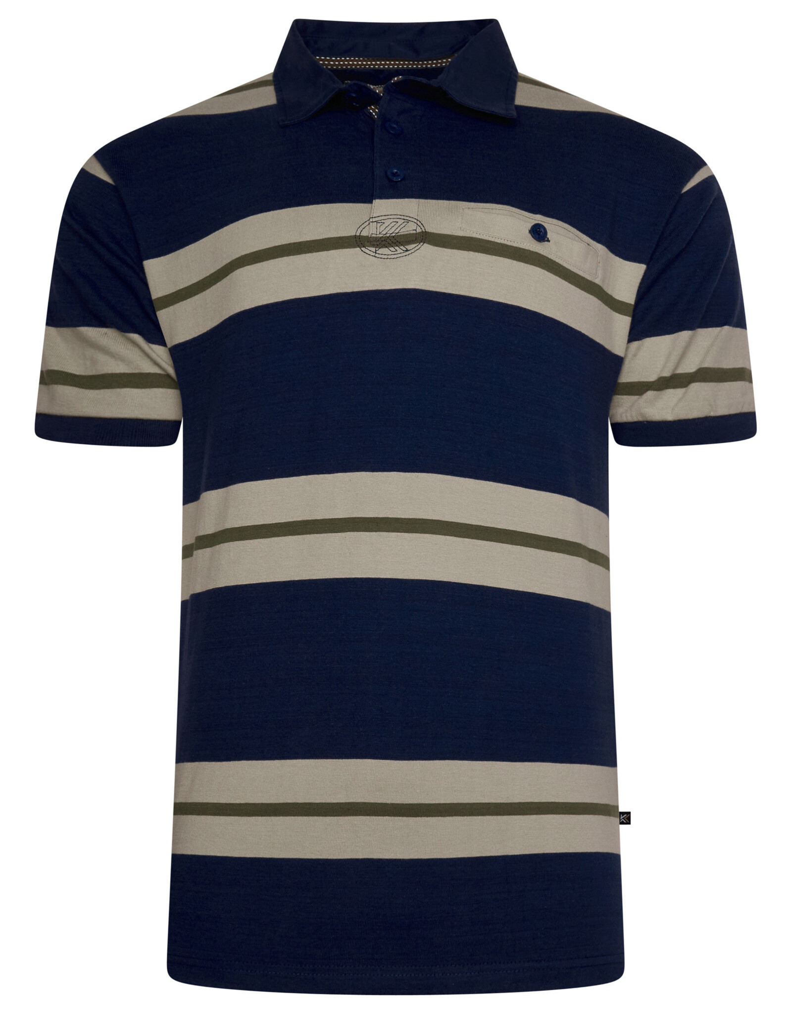 Kam Jeans MULTI STREEP rugby polo navy