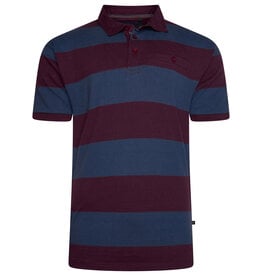 Kam Jeans Gestreepte rugby polo indigo/bordeaux