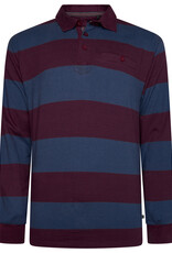 Kam Jeans Gestreepte rugby polo indigo/bordeaux lange mouw Kam Jeans Gestreepte rugby polo indigo/bordeaux lange mouw