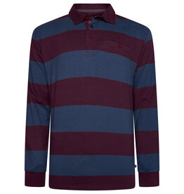 Kam Jeans Gestreepte rugby polo indigo/bordeaux lange mouw