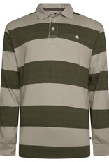Kam Jeans Gestreepte rugby polo olijf groen/stone lange mouw Kam Jeans Gestreepte rugby polo olijf groen/stone lange mouw