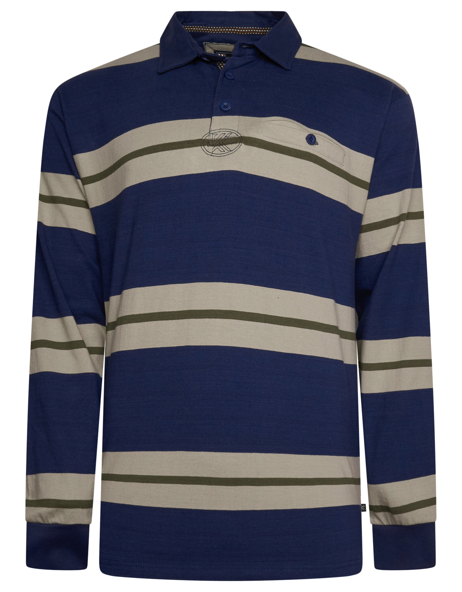 Kam Jeans MULTI STREEP rugby polo navy lange mouw