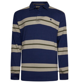Kam Jeans MULTI STREEP rugby polo navy lange mouw