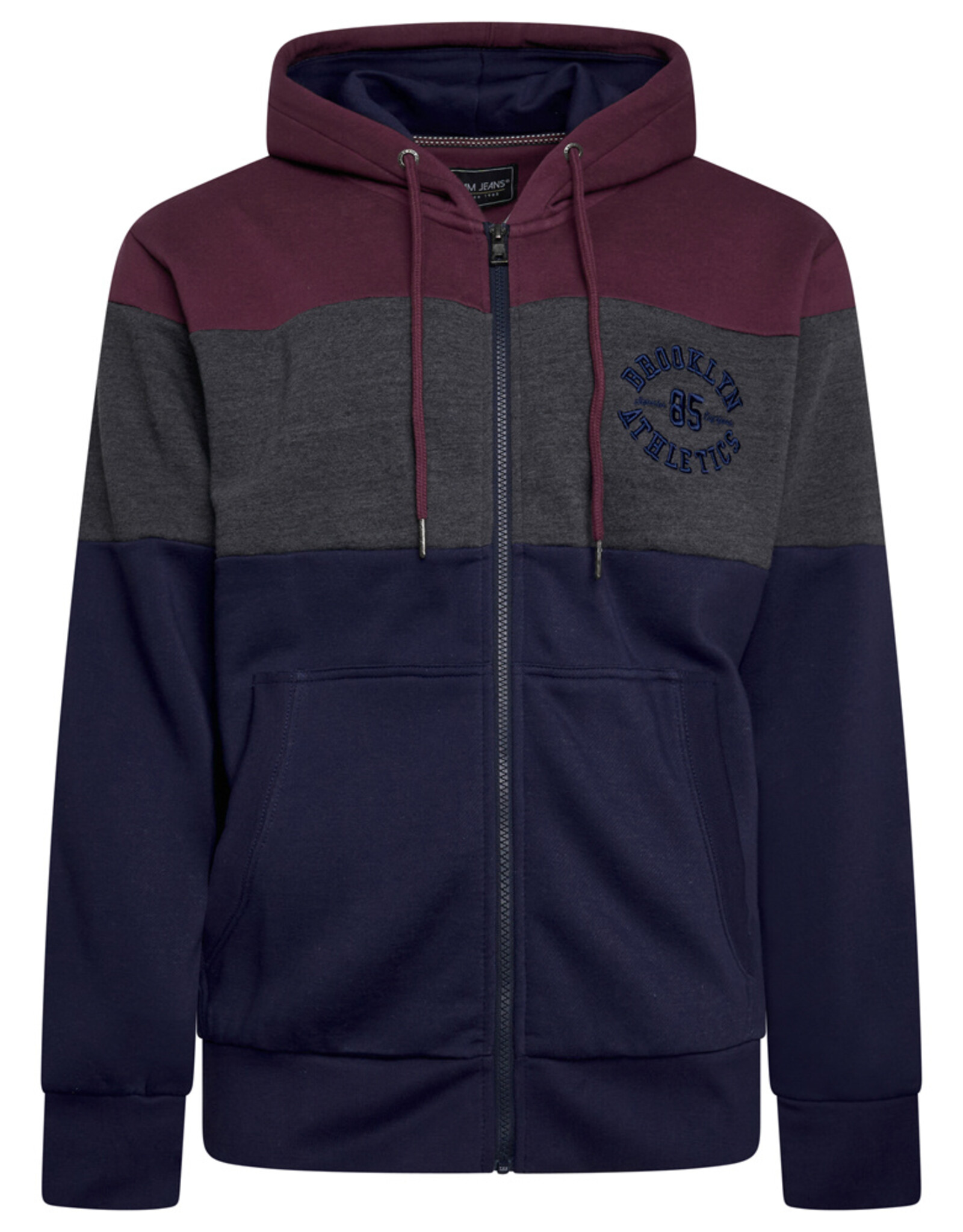 Kam Jeans ZIP THRU Hoodie CUT & SAW Brooklyn - bordeaux