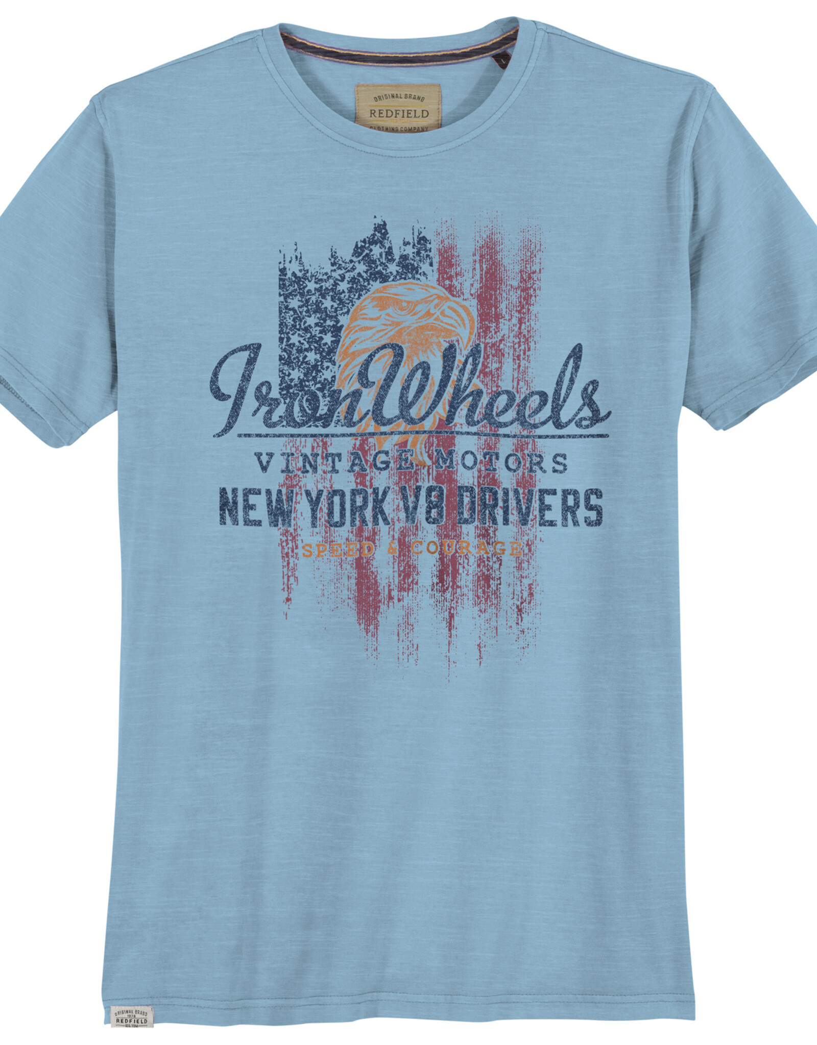 Redfield T-Shirt Iron Wheels- lucht blauw