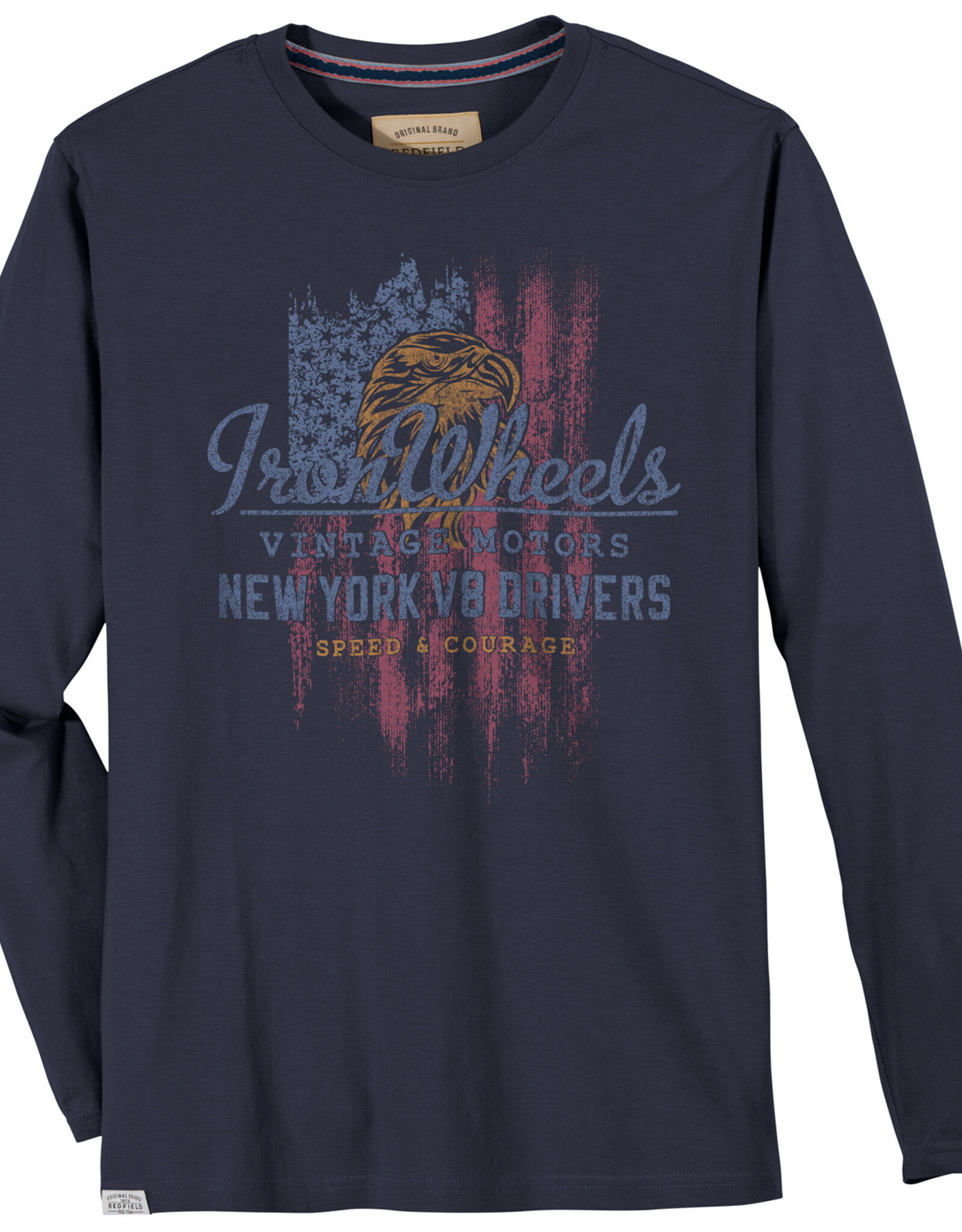 Redfield T-Shirt Iron Wheels- lange mouw - denim