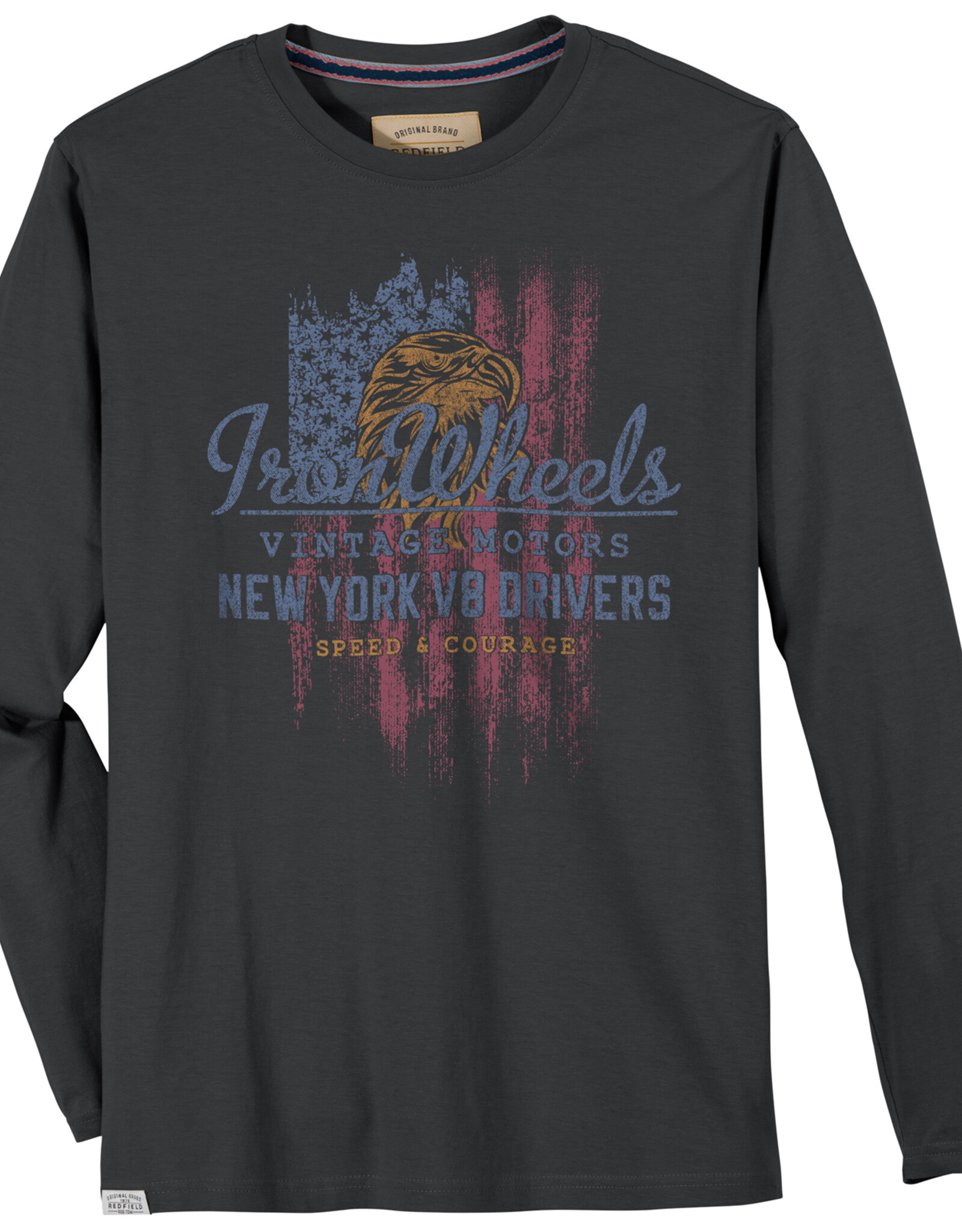 Redfield T-Shirt Iron Wheels- lange mouw - antraciet