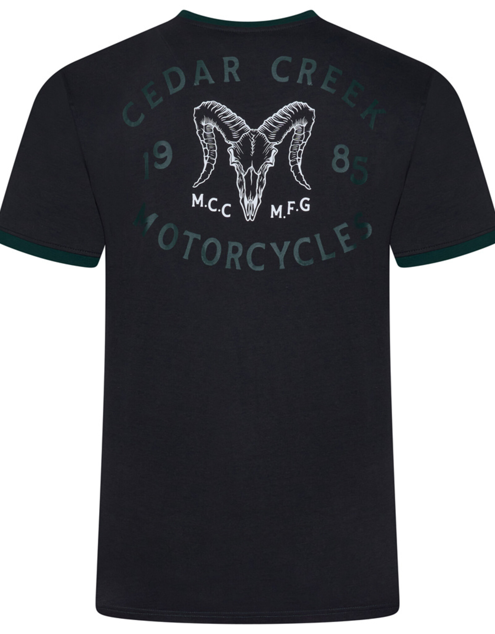 Kam Jeans T-SHIRT met Cedar creek print op rugzijde- zwart