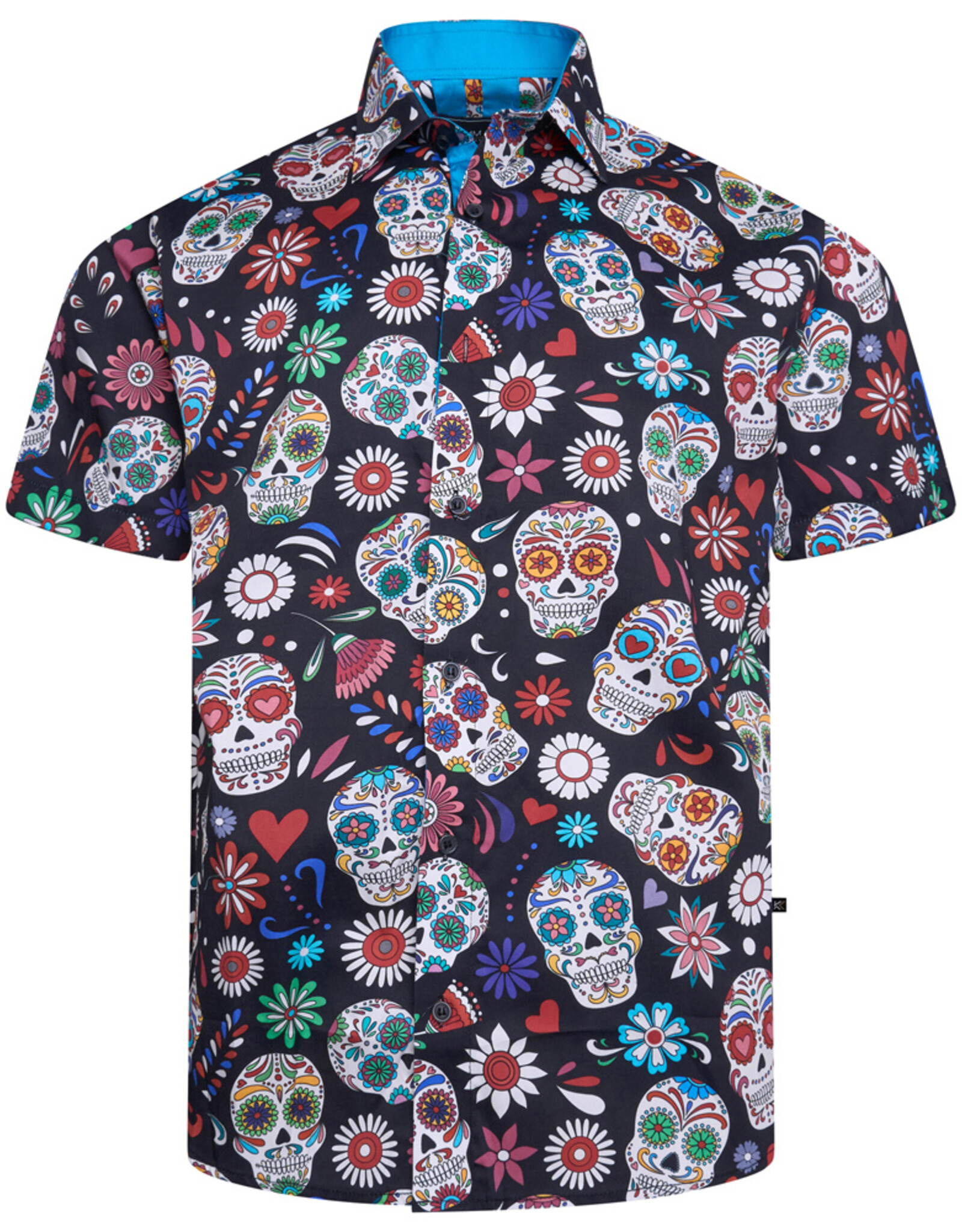 Kam Jeans Overhemd  met korte mouwen skulls print