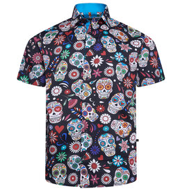 Kam Jeans Overhemd  met korte mouwen skulls print