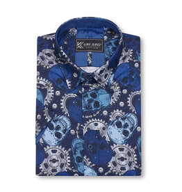 Kam Jeans Overhemd  met korte mouwen skull & tandwielen print