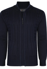 Kam Jeans Vest  met kabelpatroon -  Navy winterversie