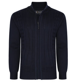 Kam Jeans Vest  met kabelpatroon -  Navy winterversie