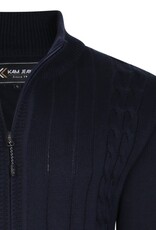 Kam Jeans Vest  met kabelpatroon -  Navy winterversie