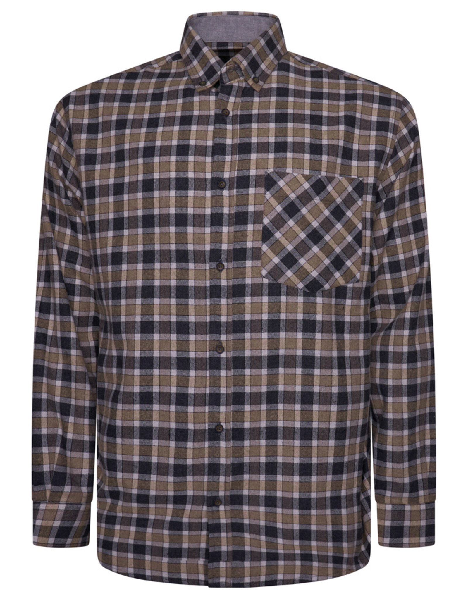 Kam Jeans Flanellen overhemd  met lange mouwen - Stone