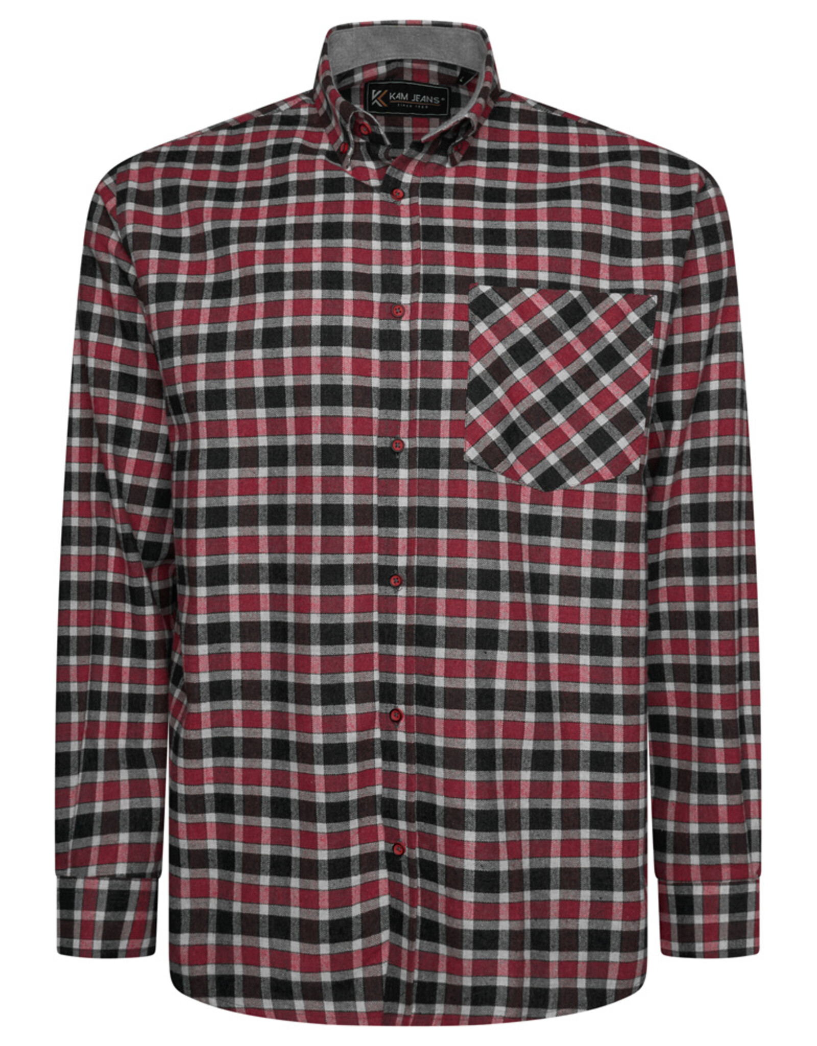 Kam Jeans Flanellen overhemd  met lange mouwen - bordeaux