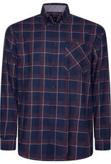 Kam Jeans v-Flanellen overhemd  met lange mouwen - navy/bordeaux