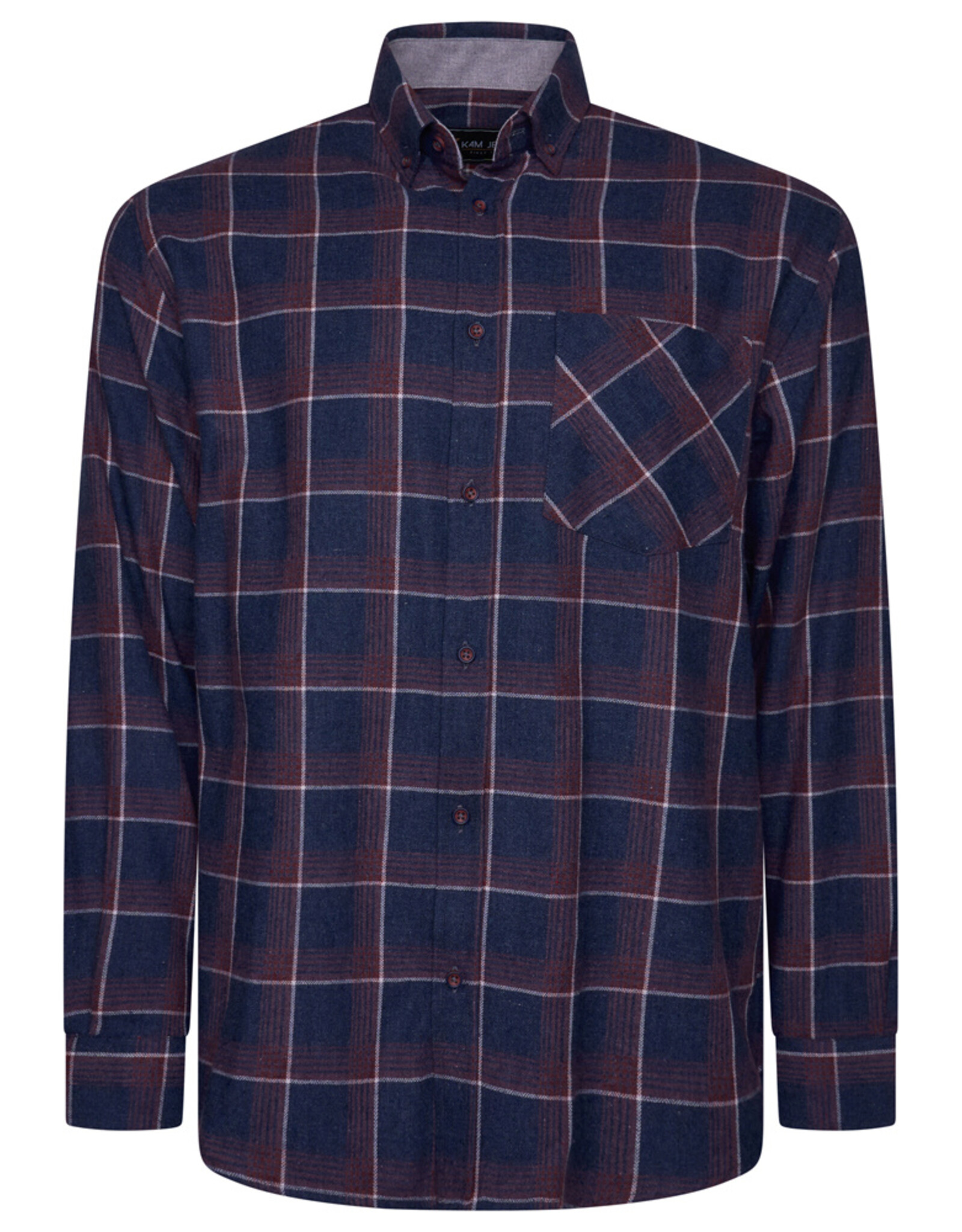 Kam Jeans v-Flanellen overhemd  met lange mouwen - navy/bordeaux
