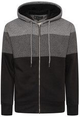 Kam Jeans ZIP THRU Hoodie gemêleerd strepen - zwart