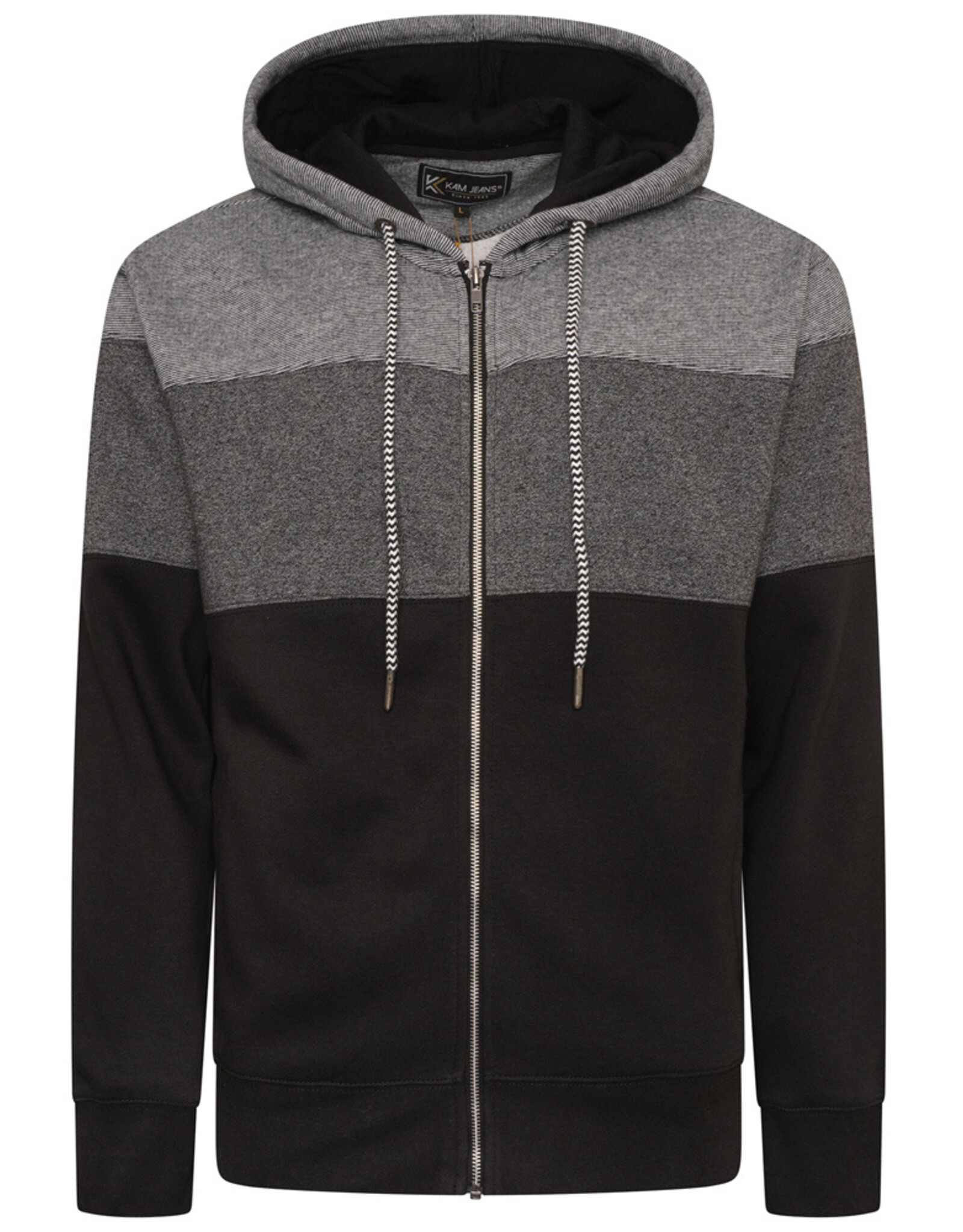 Kam Jeans ZIP THRU Hoodie gemêleerd strepen - zwart