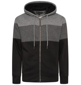 Kam Jeans ZIP THRU Hoodie gemêleerd strepen - zwart
