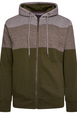 Kam Jeans ZIP THRU Hoodie gemêleerd strepen - olijf groen