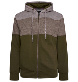 Kam Jeans ZIP THRU Hoodie gemêleerd strepen - olijf groen