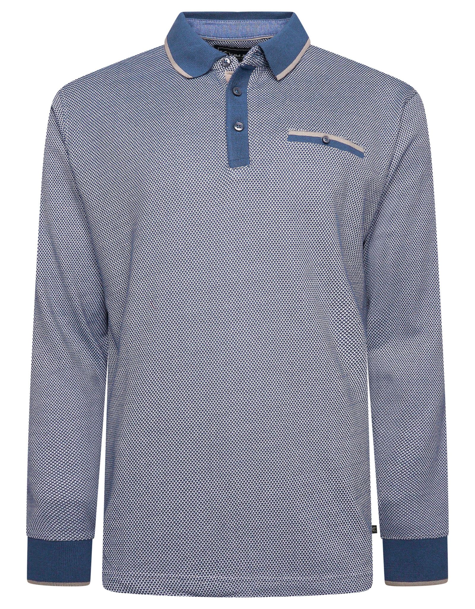 Kam Jeans SALE 4XL POLOSHIRT dobby indigo lange mouw