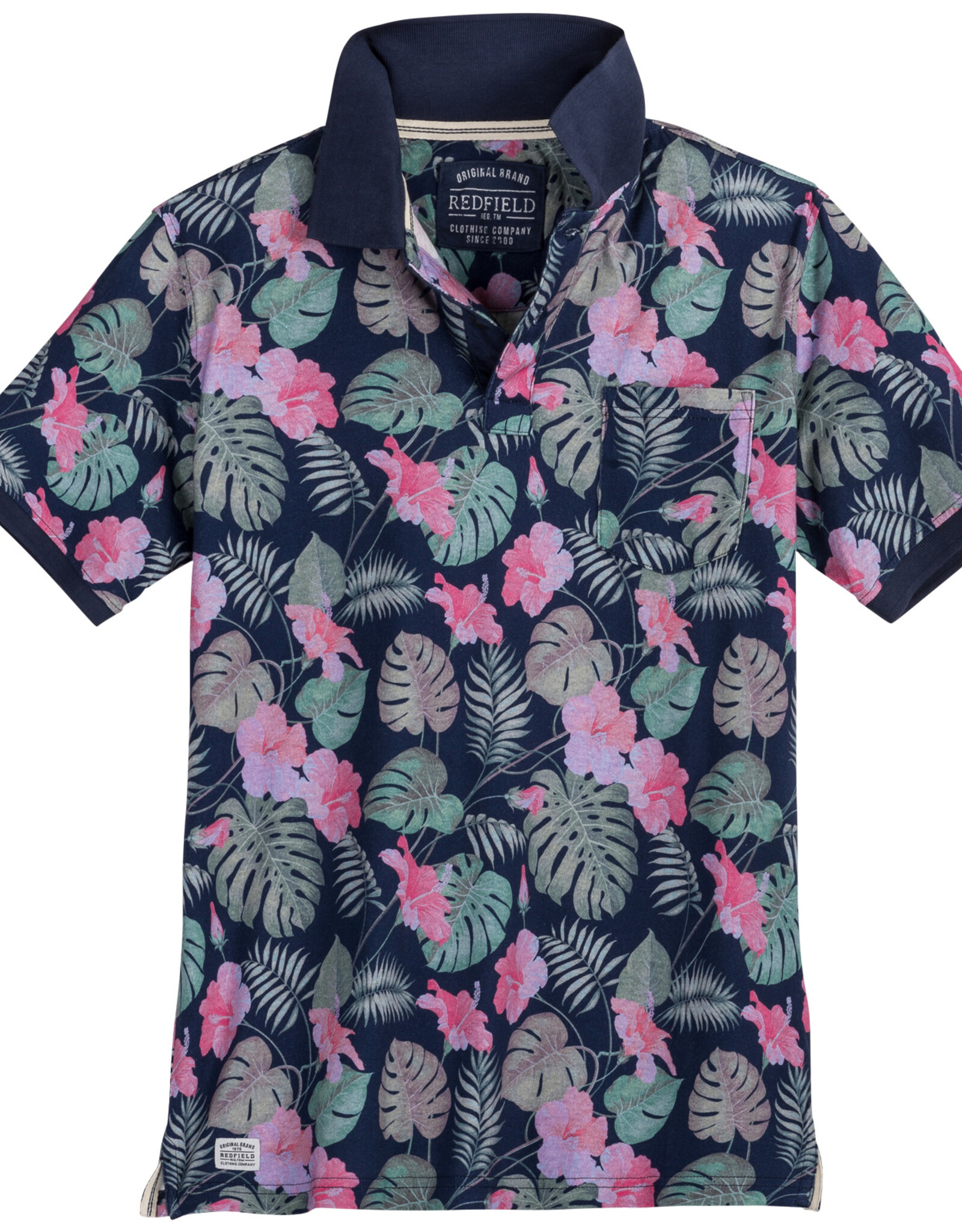 Redfield SALE 4XL POLOSHIRT floral donker blauw