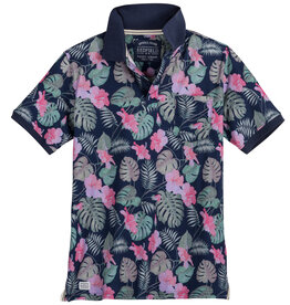 Redfield SALE 4XL POLOSHIRT floral donker blauw
