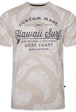 Kam Jeans SALE 4XL T-SHIRT met print 'Hawai Surf Leaf’ – stone