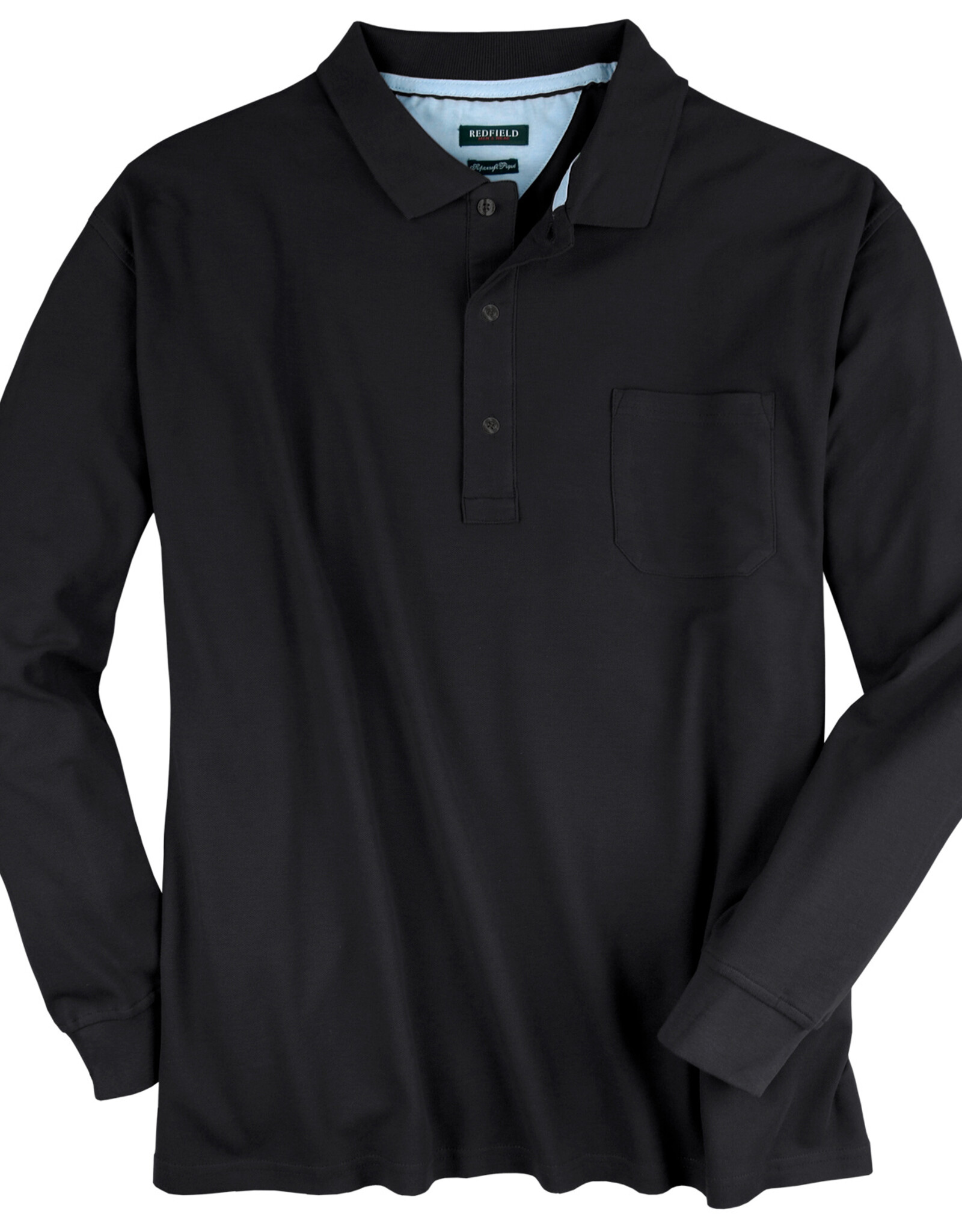 Redfield SALE 3XL Redfield POLOSHIRT Harry Pique lange mouw zwart