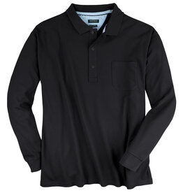 Redfield SALE 3XL Redfield POLOSHIRT Pique lange mouw zwart