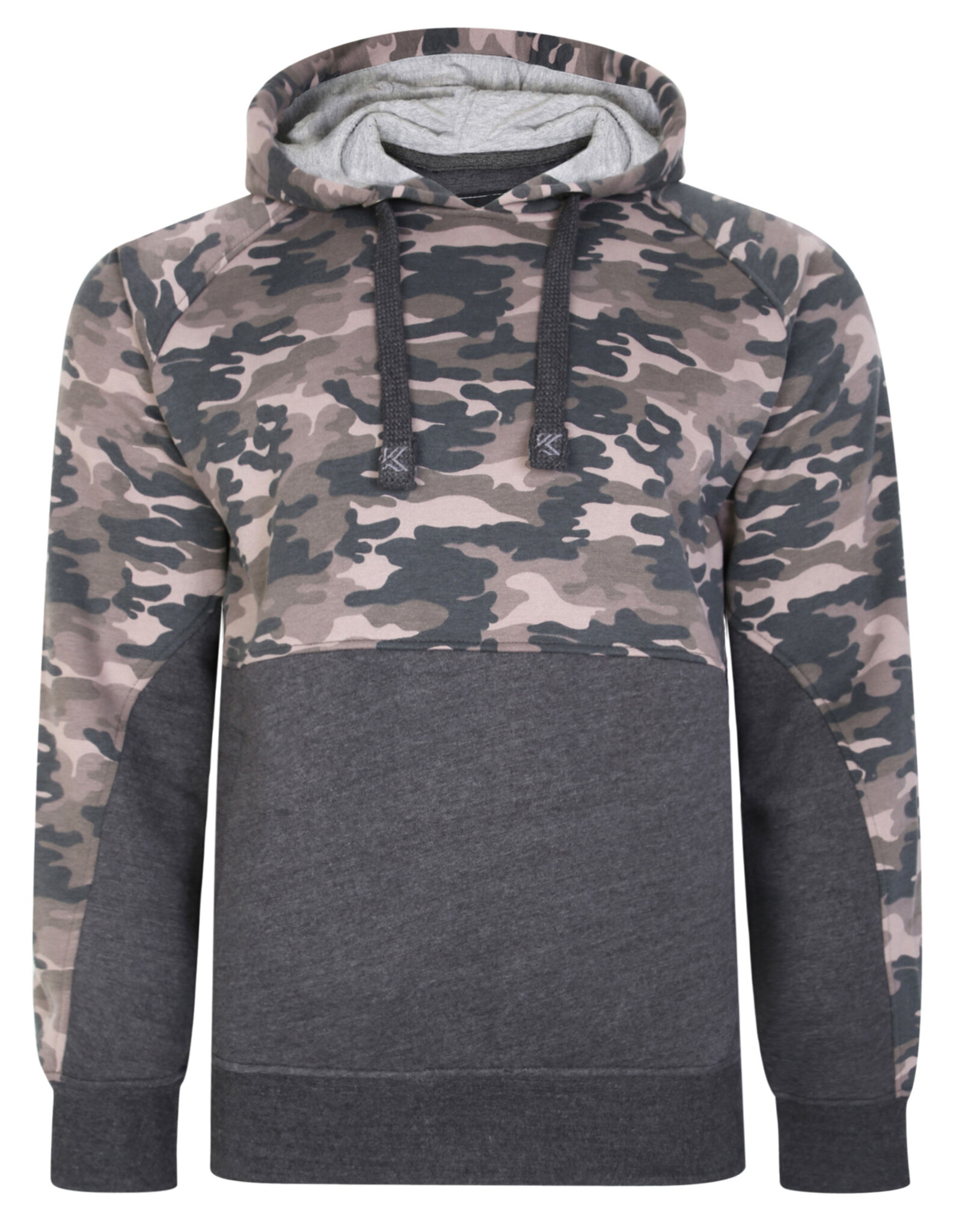 Kam Jeans SALE 5XL SWEATER met capuchon 'Camouflage' - antraciet