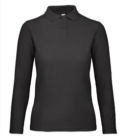 B&C SALE 3XL POLOSHIRT dames lange mouw zwart