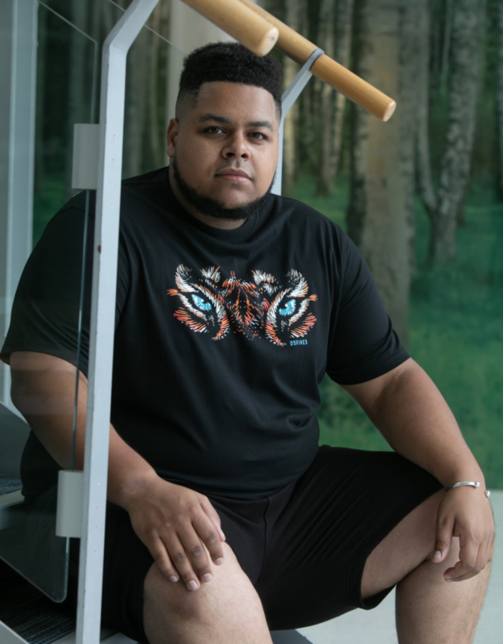 D-555 T-SHIRT Leamington tijgerogen zwart