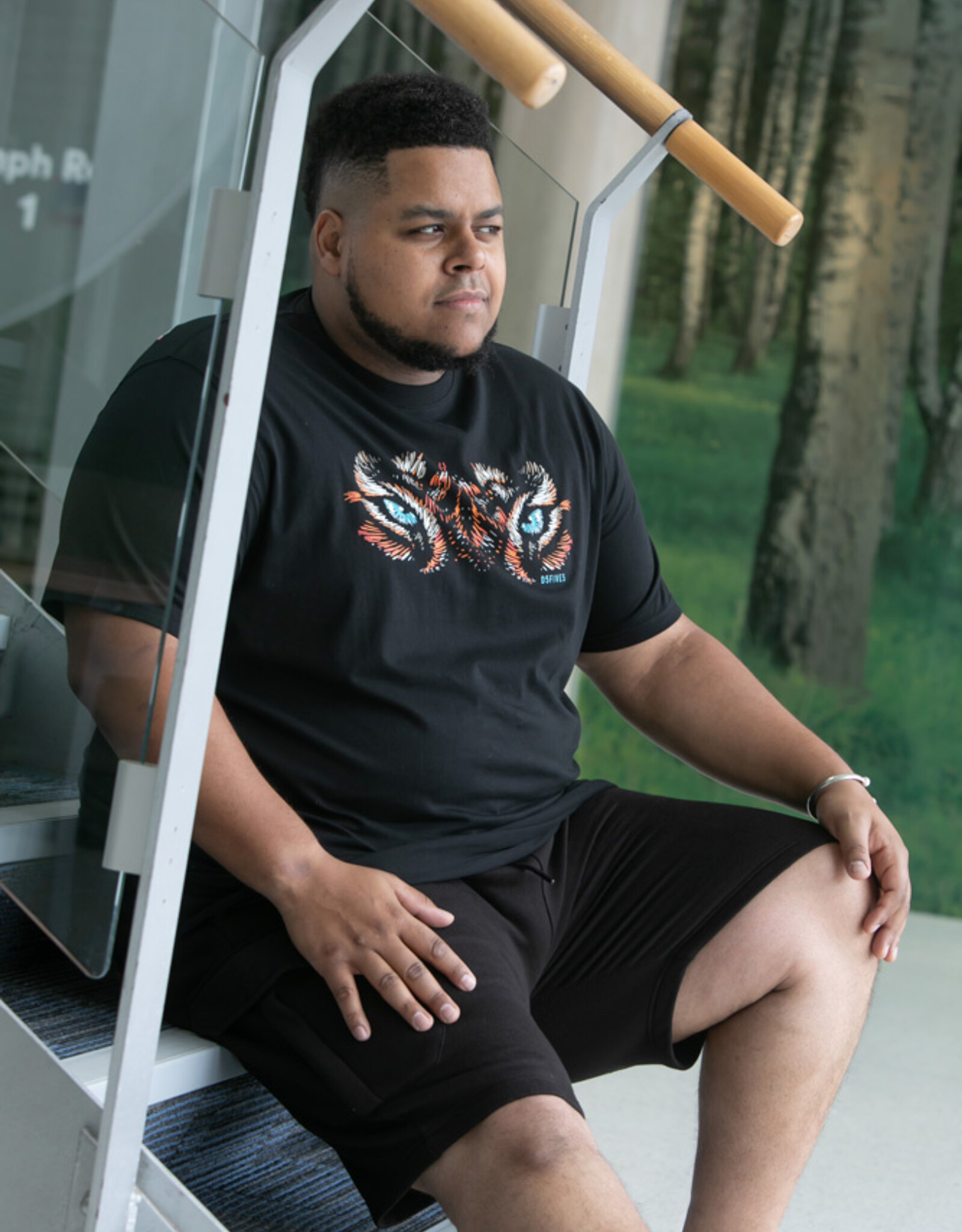 D-555 T-SHIRT Leamington tijgerogen zwart