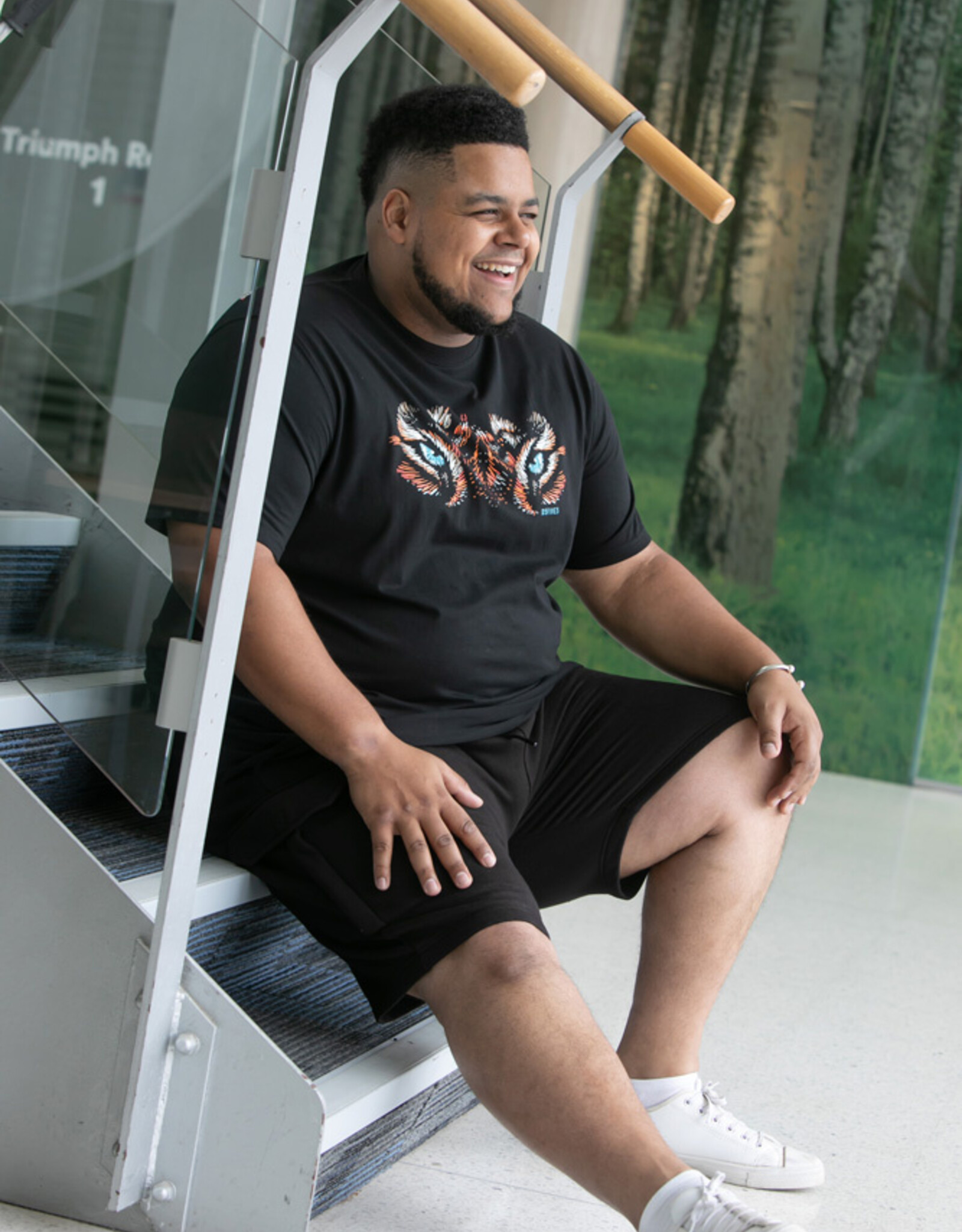 D-555 T-SHIRT Leamington tijgerogen zwart