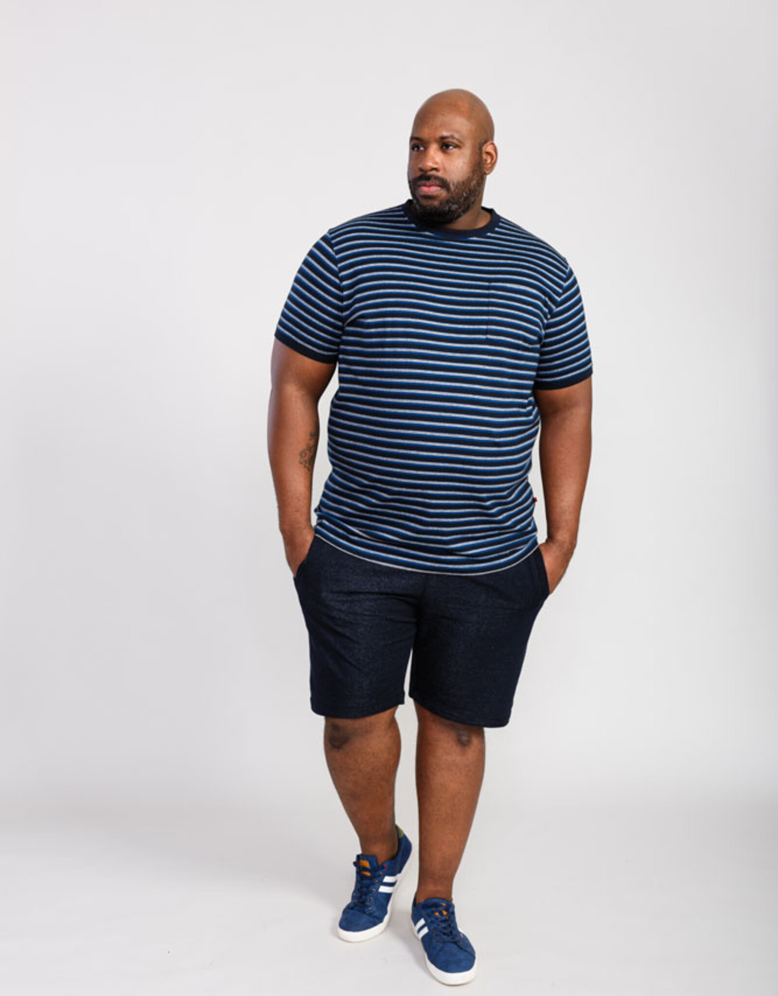 D-555 T-SHIRT beamont-D555 navy gestreept