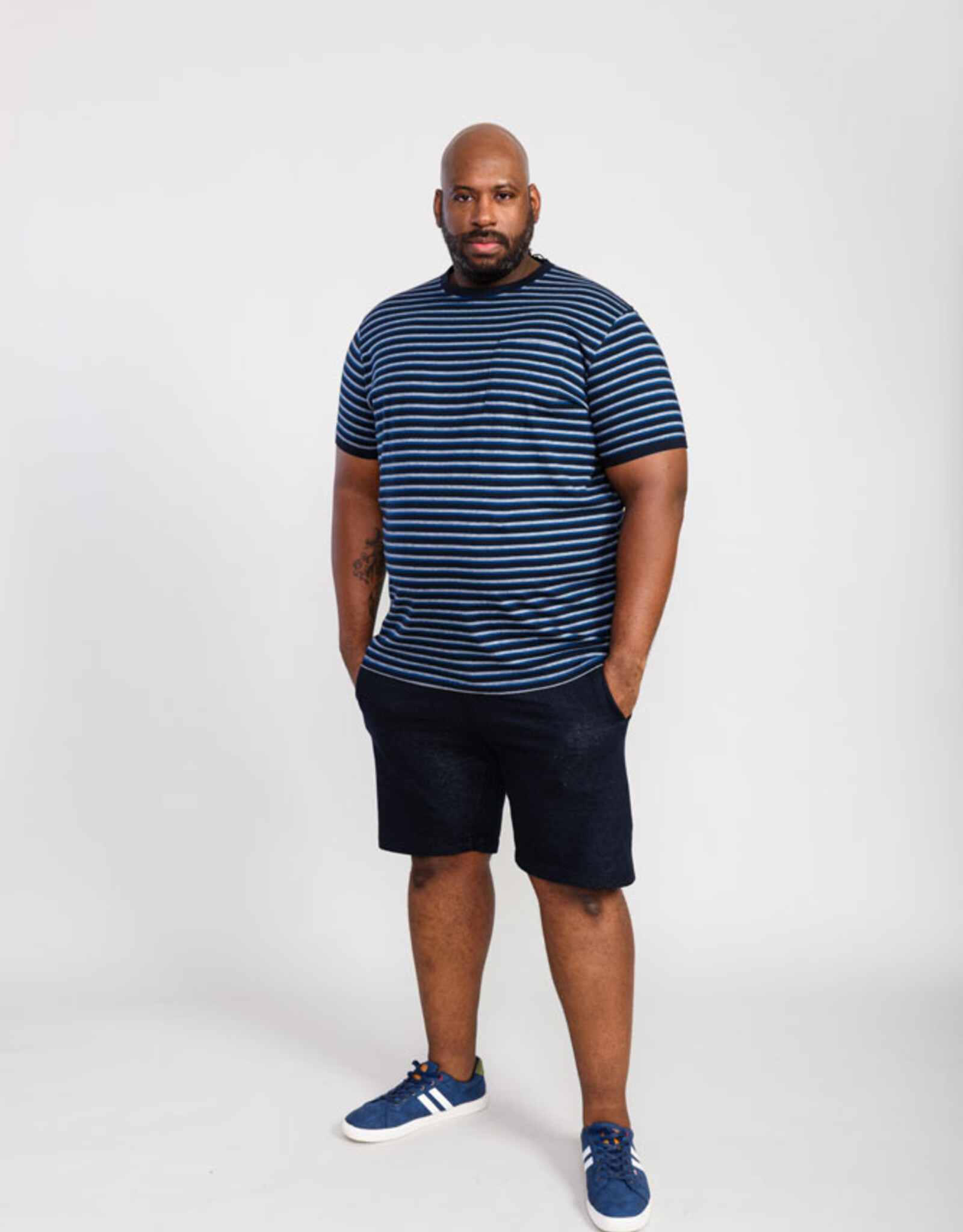 D-555 T-SHIRT beamont-D555 navy gestreept