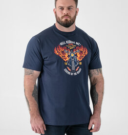 D-555 T-SHIRT HOCKNEY-D555 Motor met vlam vleugels Printed Crew Neck