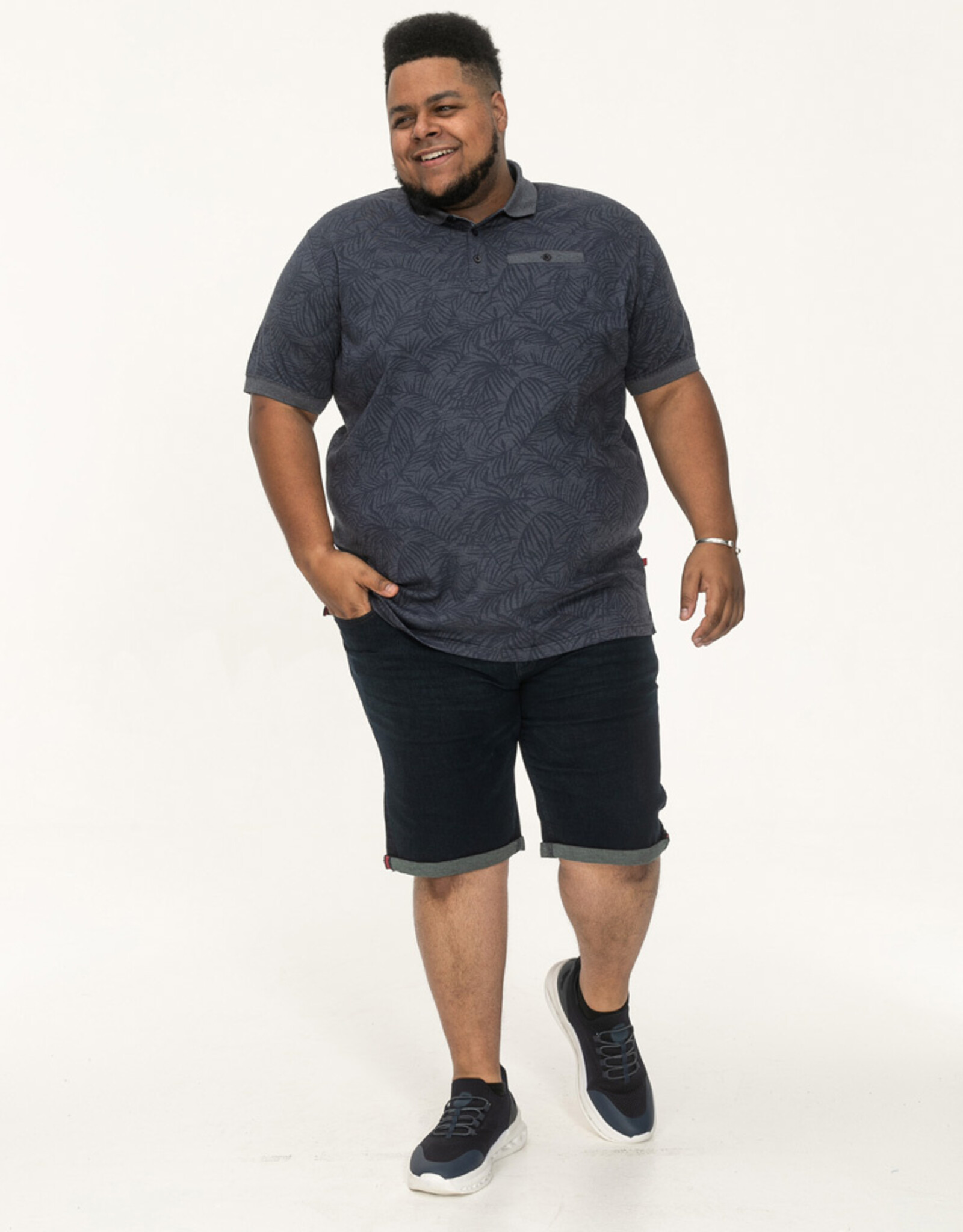 D-555 POLOUTTOXETER-D555 Aop Leaf Print korte mouw