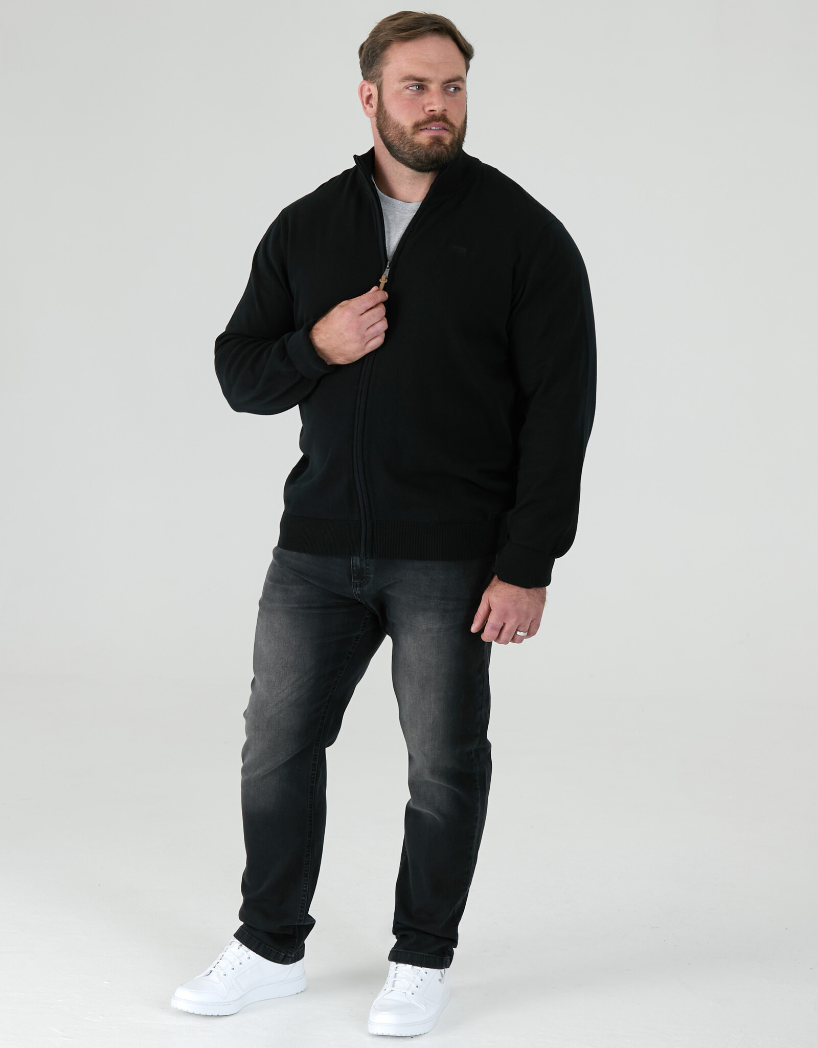 D-555 FRANCO D555 Basic Zip Through gebreide sweater