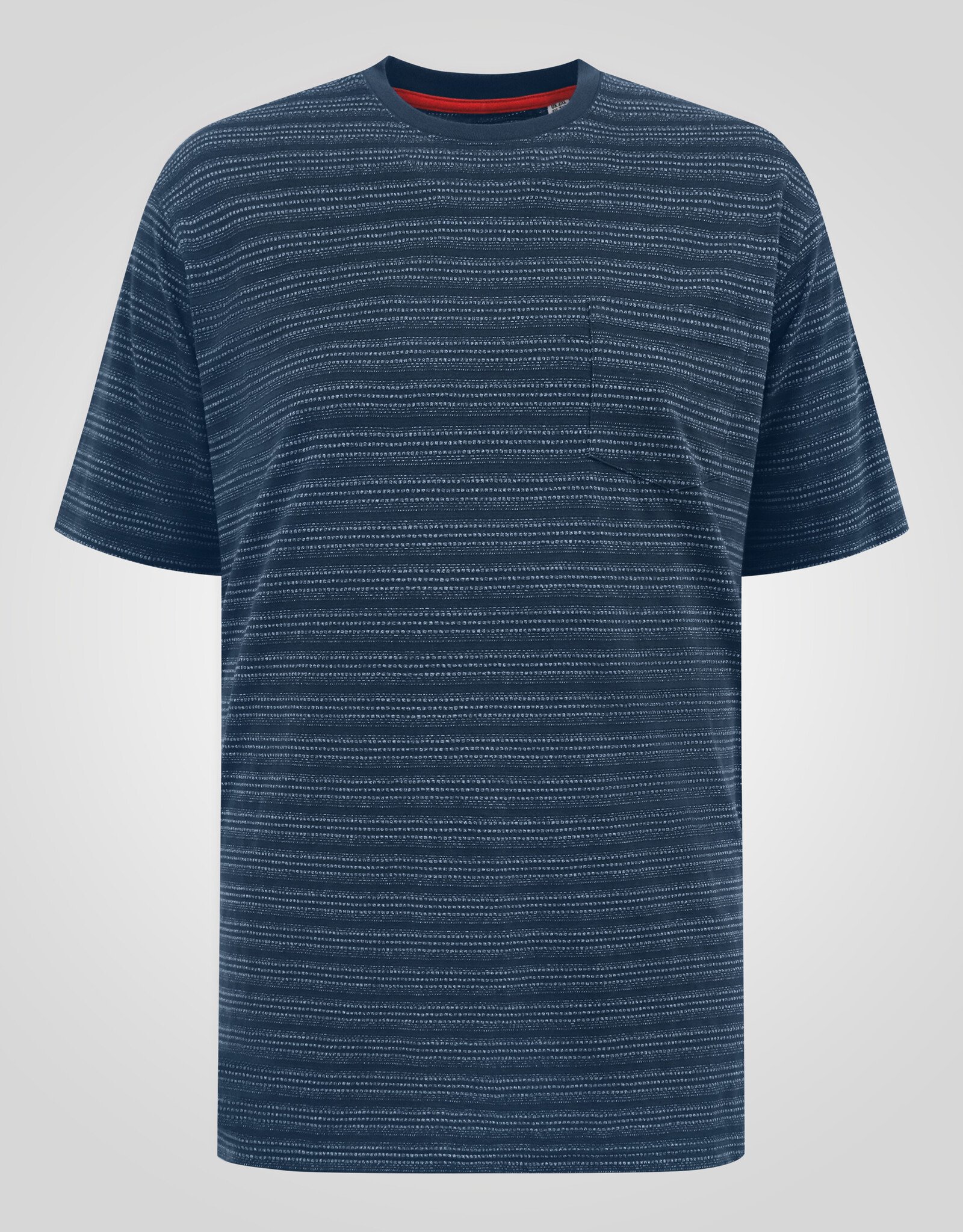 D-555 DINGLE High-Low Jacquard Crew Neck T-shirt met Zak navy