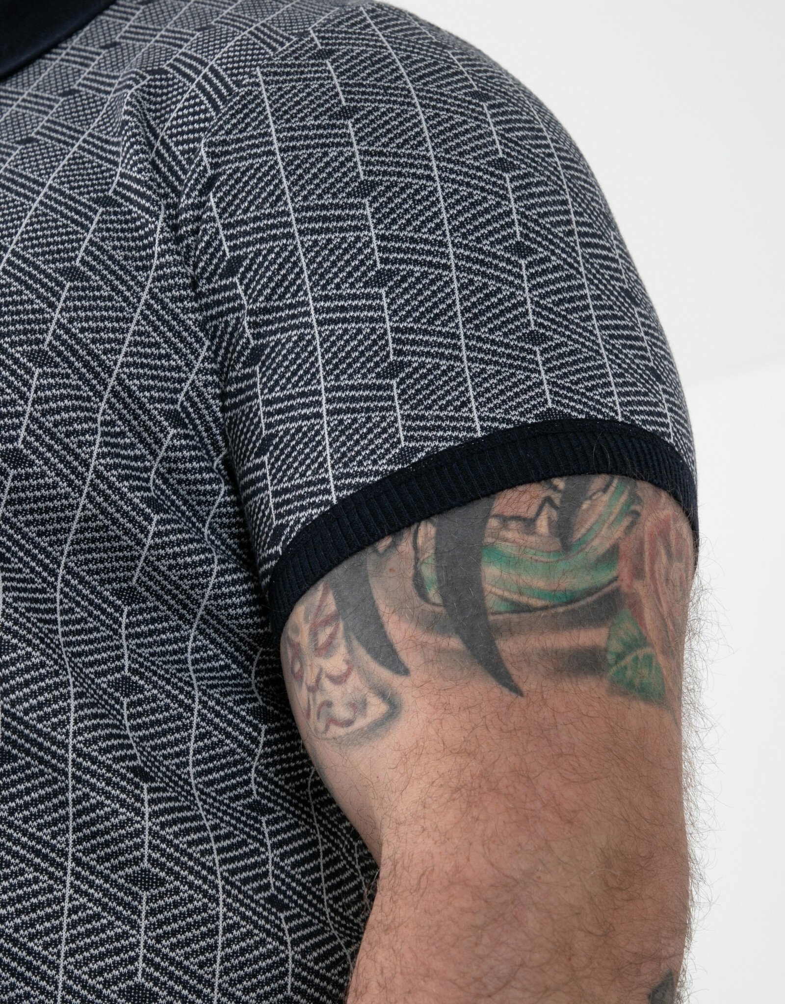 D-555 POLO shirt PERRY-D555 Jacquard gebreid met 1/4 rits