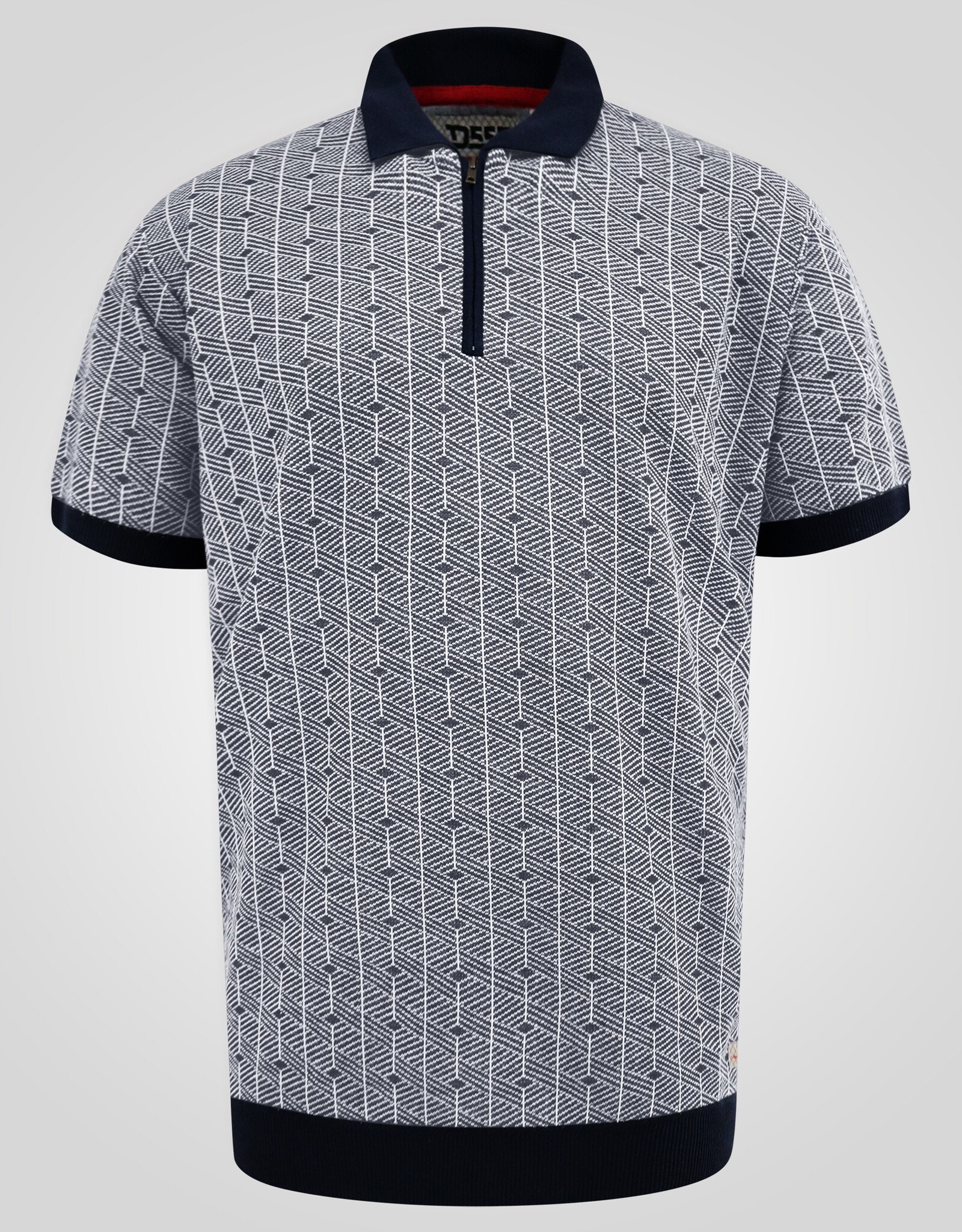 D-555 POLO shirt PERRY-D555 Jacquard gebreid met 1/4 rits